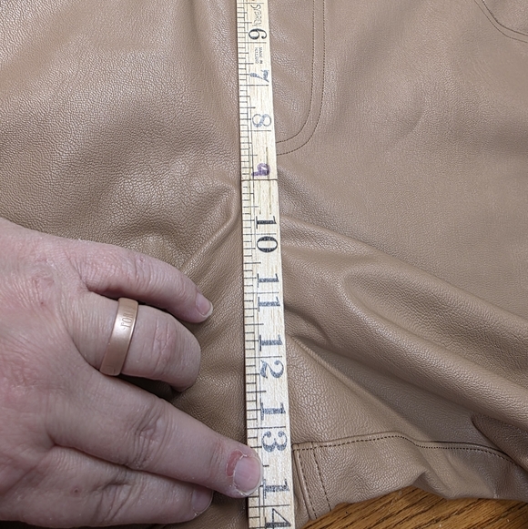 NWT Spanx Slim Straight Pant Petite Plus Size 2X In Toffee Faux Leather - Picture 4 of 11